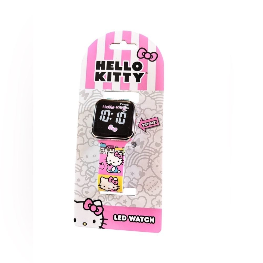 Hello Kitty Licensed Pastel Rainbow LED Wrist Watch Adjustable Strap Square Face